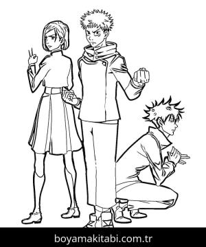 Jujutsu Kaisen boyama sayfası – çocuk aktivitesi, PDF indir