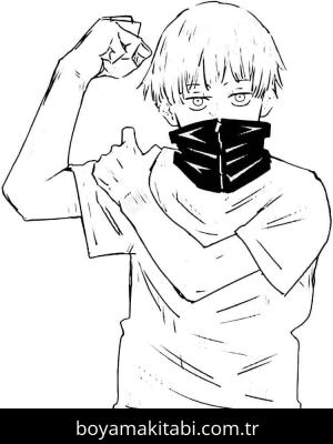 Jujutsu Kaisen boyama sayfası – basit çizim, kolay boyama