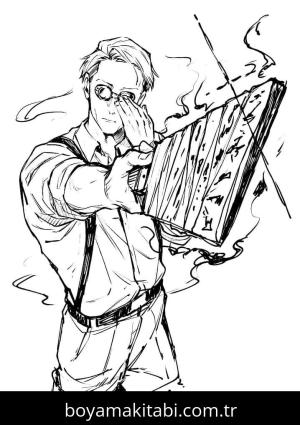 Jujutsu Kaisen boyama sayfası – eğitici aktivite, yaratıcılık