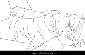 Jujutsu Kaisen boyama sayfası – çizgi film temalı, basit çizim