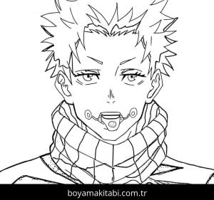 Jujutsu Kaisen boyama sayfası – eğlenceli etkinlik, el becerilerini geliştirir