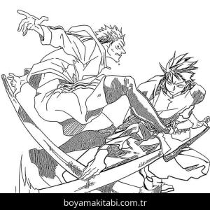 Jujutsu Kaisen boyama sayfası – sanatsal çalışma, çocuklar için