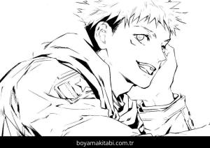 Jujutsu Kaisen boyama sayfası – çizgi film temalı, basit çizim