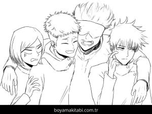 Jujutsu Kaisen boyama sayfası – sanatsal çalışma, çocuklar için
