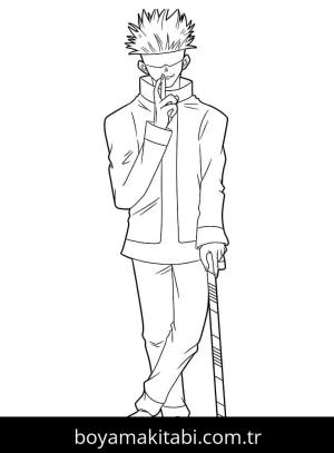 Jujutsu Kaisen boyama sayfası – el becerilerini geliştirir, boyama çalışması