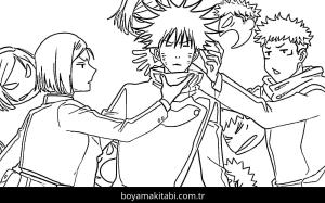 Jujutsu Kaisen boyama sayfası – basit çizim, kolay boyama
