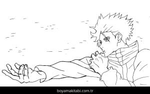 Jujutsu Kaisen boyama sayfası – basit çizim, kolay boyama