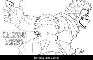 Jujutsu Kaisen boyama sayfası – kolay boyama, eğitici aktivite