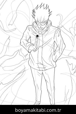 Jujutsu Kaisen boyama sayfası – okul öncesi, evde etkinlik