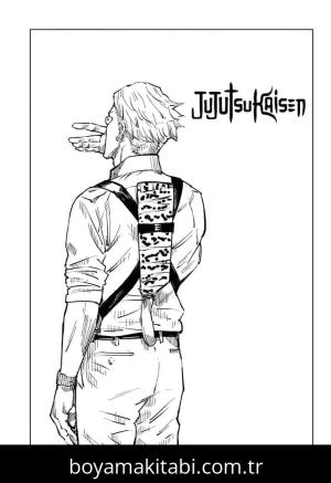 Jujutsu Kaisen boyama sayfası – el becerilerini geliştirir, boyama çalışması