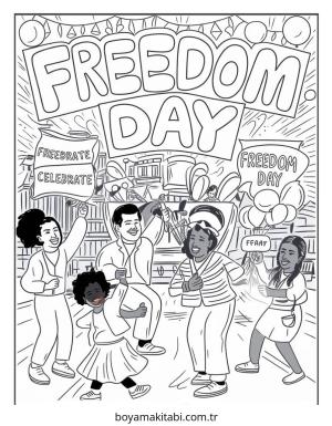 Juneteenth boyama sayfası – boyama etkinliği, çocuk aktivitesi