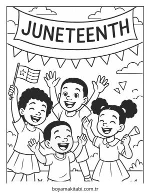 Juneteenth boyama sayfası – PDF indir, sevimli karakter