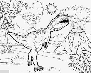 Jura Dünyası boyama sayfası,  coloring page, T Rex con Volcanes Alrededor, 