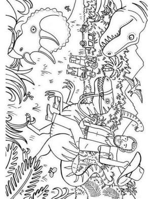 Jura Dünyası boyama sayfası,  coloring page, Küçük Dinozordaki Adam, 