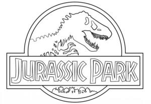 Jura Dünyası boyama sayfası,  coloring page, Logotipo del Parque Jurásico, 