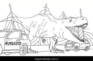 Jurassic Park boyama sayfası – boyama çalışması, yaratıcılığı geliştirir