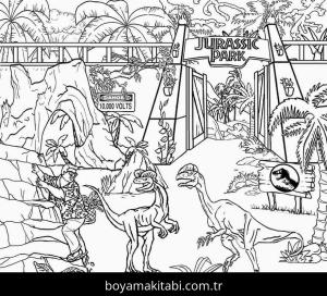 Jurassic Park boyama sayfası – yaratıcılık, eğlenceli etkinlik