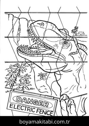 Jurassic Park boyama sayfası – basit çizim, kolay boyama