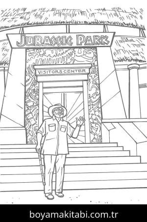 Jurassic Park boyama sayfası – çizgi film temalı, basit çizim