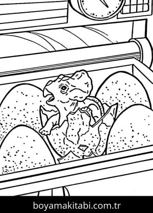 Jurassic World boyama sayfası – çizgi film temalı, basit çizim