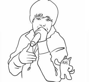 Justin Bieber boyama sayfası,  coloring page, Justin Bieber şarkı Söylüyor, 