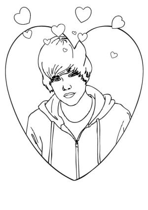 Justin Bieber boyama sayfası,  coloring page, Kalplerdeki Justin Bieber, 