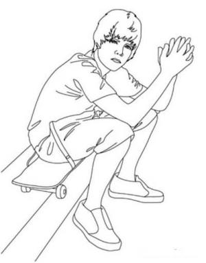 Justin Bieber boyama sayfası,  coloring page, Justin Bieber Oturuyor, 