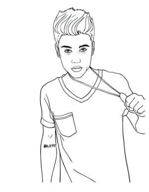 Justin Bieber boyama sayfası,  coloring page, Kısa Saç Modeli ile Justin Bieber, 