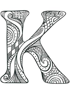 K Harfi boyama sayfası,  coloring page, Mandala K Harfi, 