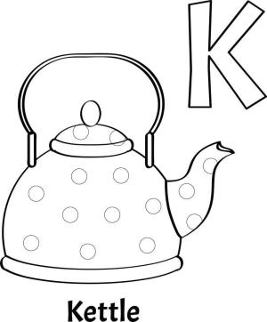 K Harfi boyama sayfası,  coloring page, K Harfi ve Su ısıtıcısı, 