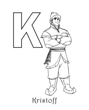 K Harfi boyama sayfası,  coloring page, K Harfi ve Kristoff, 