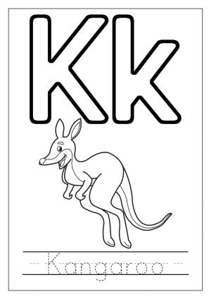 K Harfi boyama sayfası,  coloring page, K Harfi Kanguru, 