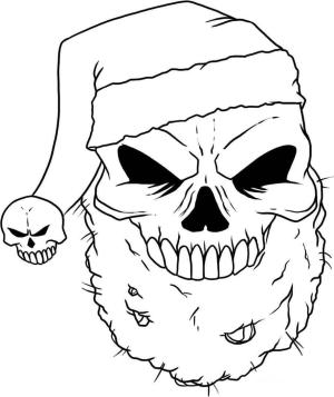 Kafatası boyama sayfası,  coloring page, Noel Baba Kafatası Eğlencesi, 