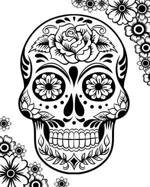 Kafatası boyama sayfası,  coloring page, Flower Tattoo Sugar Skull, 