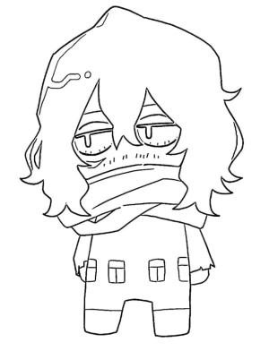 Kahraman Akademim (My Hero Academia) boyama sayfası,  coloring page, Chibi Shota Aizawa’nın çizimi, 