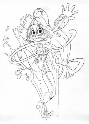 Kahraman Akademim (My Hero Academia) boyama sayfası,  coloring page, Tsuyu Asui, 