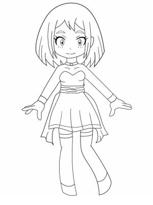 Kahraman Akademim (My Hero Academia) boyama sayfası,  coloring page, Chibi Ochako Uraraka çizimi ücretsiz, 