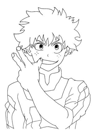 Kahraman Akademim (My Hero Academia) boyama sayfası,  coloring page, Anime Boy Midoriya’yı çiz, 