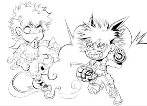 Kahraman Akademim (My Hero Academia) boyama sayfası,  coloring page, Chibi Bakugo Ve Deku, 