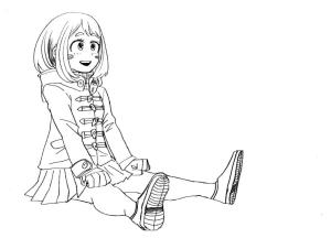 Kahraman Akademim (My Hero Academia) boyama sayfası,  coloring page, Sevimli Ochako Uraraka Çizimi, 