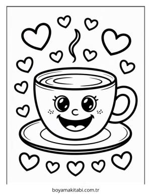 Kahve boyama sayfası – boyama çalışması, yaratıcılığı geliştirir