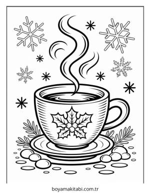 Kahve boyama sayfası – evde etkinlik, ücretsiz yazdır