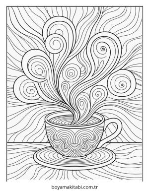 Kahve boyama sayfası – eğlenceli etkinlik, el becerilerini geliştirir