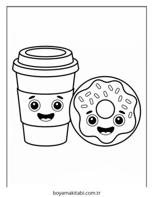Kahve boyama sayfası – çocuklar için, çizgi film temalı