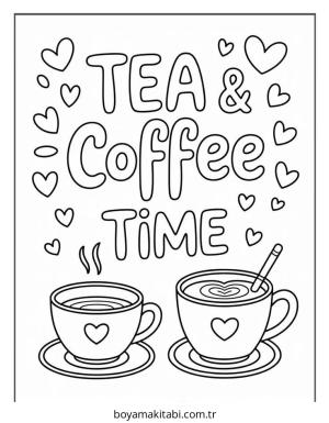 Kahve boyama sayfası – renkli çizimler, okul öncesi
