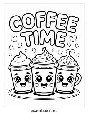 Kahve boyama sayfası – eğitici aktivite, yaratıcılık
