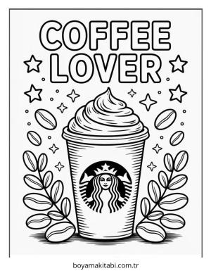 Kahve boyama sayfası – boyama çalışması, yaratıcılığı geliştirir