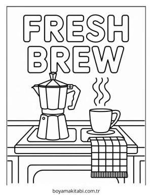 Kahve boyama sayfası – okul öncesi, evde etkinlik