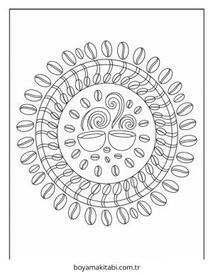 Kahve boyama sayfası – basit çizim, kolay boyama