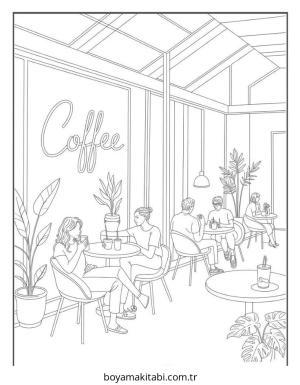 Kahve boyama sayfası – sanatsal çalışma, çocuklar için